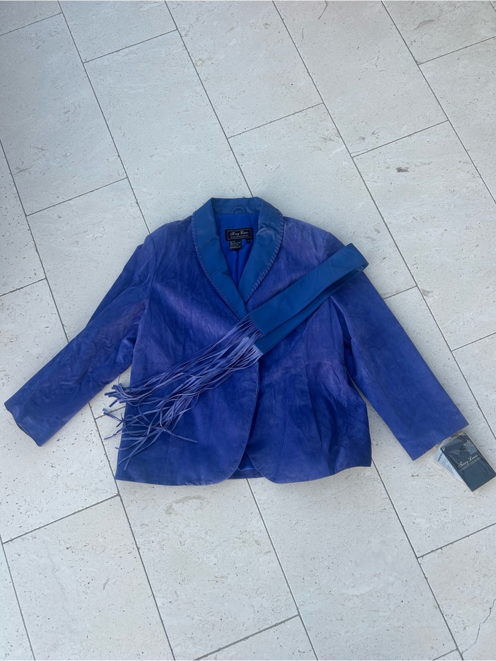 NWT TERRY LEWIS Purple Suede Leather Jacket XXL w/Matching Fringe Tassel Belt - Picture 6 of 16